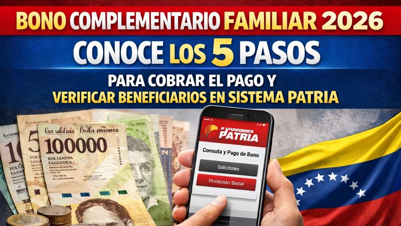 Bono Complementario Familiar 2026: Conoce Los 5 Pasos Para Cobrar El Pago Y Verificar Beneficiarios En Sistema Patria