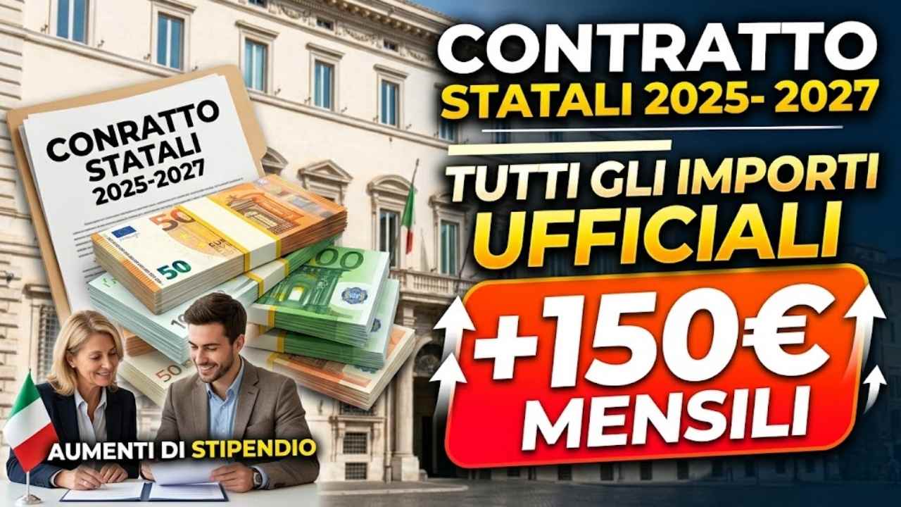 Contratto Statali 2025-2027: Tutti Gli Importi Ufficiali Degli Aumenti di Stipendio Fino a 150€ Mensili